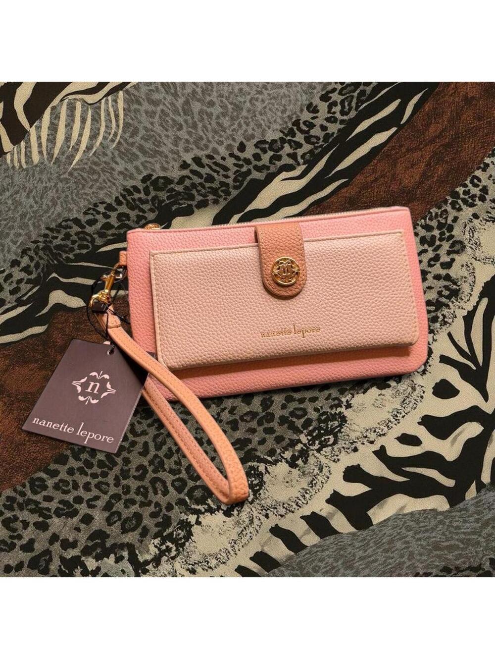 Nanette Lepore pink wallet with wrist strap